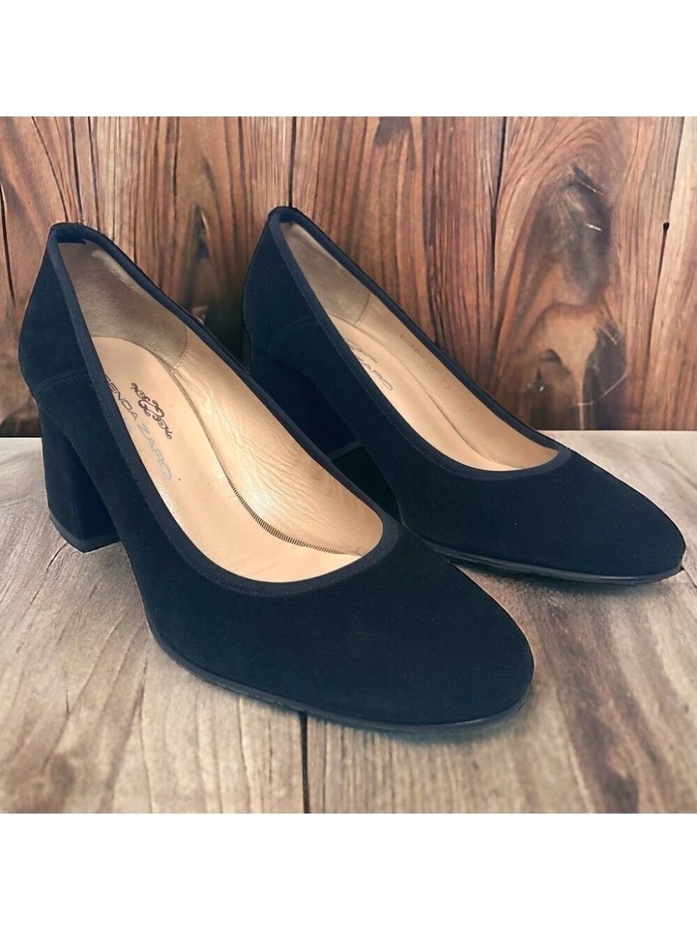 * Brenda Zaro Black Suede Pumps Made in Spain Size 37